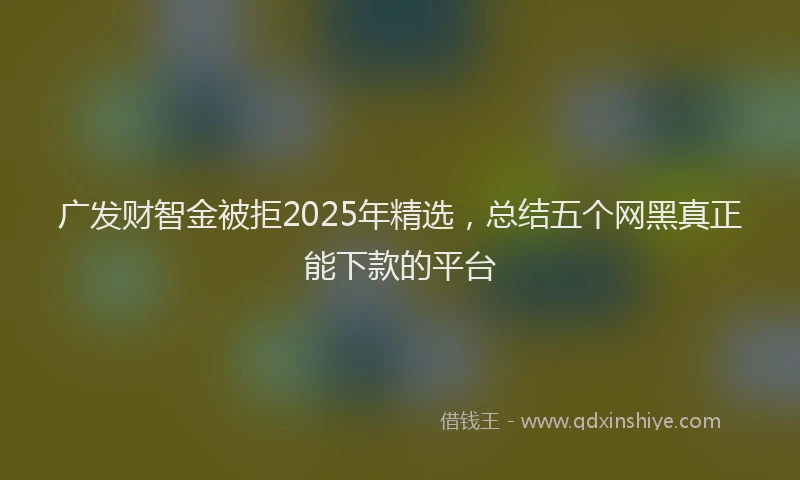 广发财智金被拒2025年精选，总结五个网黑真正能下款的平台