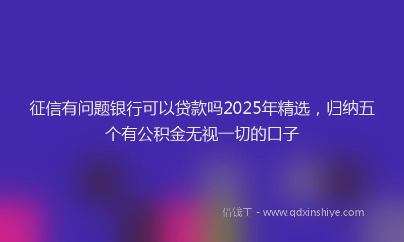 征信有问题银行可以贷款吗2025年精选，归纳五个有公积金无视一切的口子