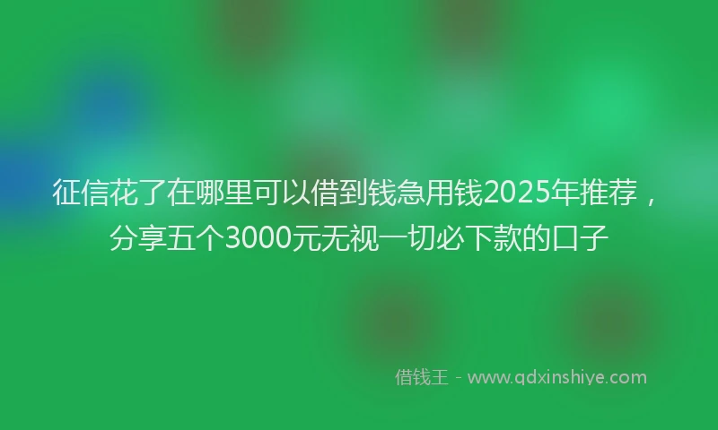 征信花了在哪里可以借到钱急用钱2025年推荐，分享五个3000元无视一切必下款的口子