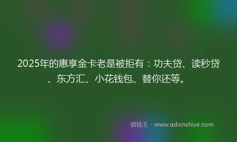 2025年的惠享金卡老是被拒有：功夫贷、读秒贷、东方汇、小花钱包、替你还等。