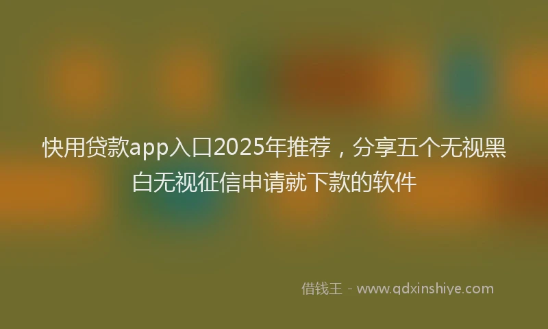 快用贷款app入口2025年推荐，分享五个无视黑白无视征信申请就下款的软件