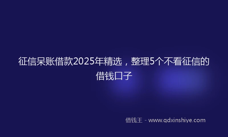 征信呆账借款2025年精选，整理5个不看征信的借钱口子
