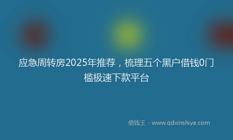 应急周转房2025年推荐，梳理五个黑户借钱0门槛极速下款平台
