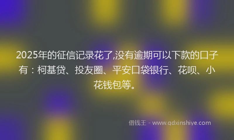 2025年的征信记录花了,没有逾期可以下款的口子有：柯基贷、投友圈、平安口袋银行、花呗、小花钱包等。