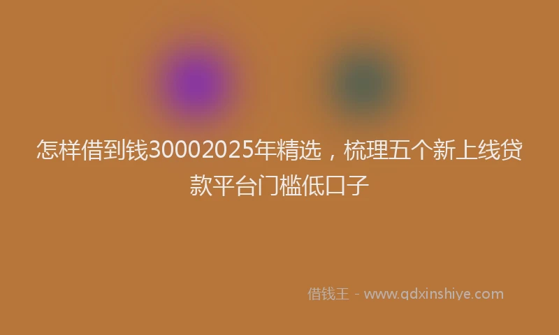 怎样借到钱30002025年精选，梳理五个新上线贷款平台门槛低口子