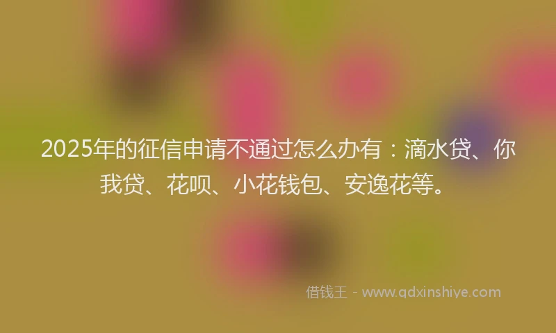2025年的征信申请不通过怎么办有：滴水贷、你我贷、花呗、小花钱包、安逸花等。