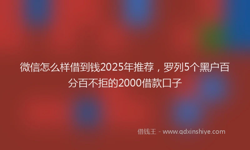 微信怎么样借到钱2025年推荐，罗列5个黑户百分百不拒的2000借款口子
