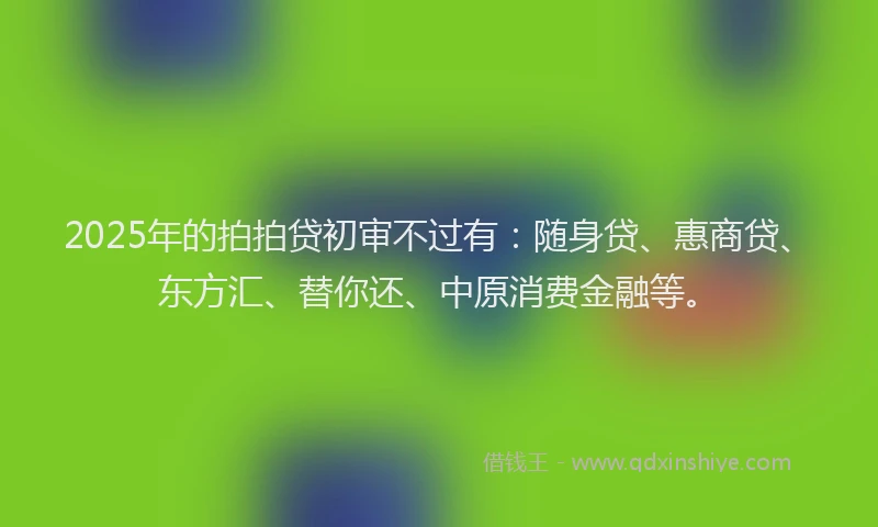 2025年的拍拍贷初审不过有：随身贷、惠商贷、东方汇、替你还、中原消费金融等。