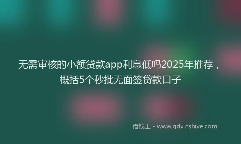 无需审核的小额贷款app利息低吗2025年推荐，概括5个秒批无面签贷款口子