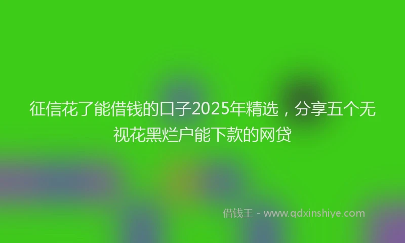征信花了能借钱的口子2025年精选，分享五个无视花黑烂户能下款的网贷