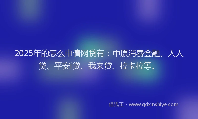 2025年的怎么申请网贷有：中原消费金融、人人贷、平安i贷、我来贷、拉卡拉等。