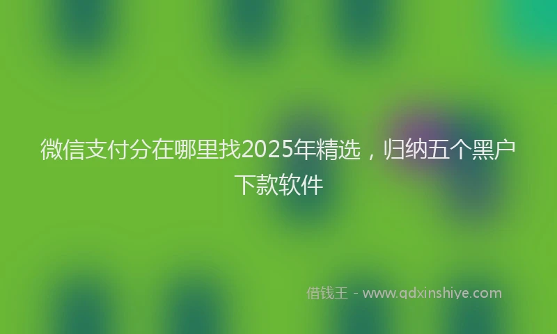 微信支付分在哪里找2025年精选，归纳五个黑户下款软件