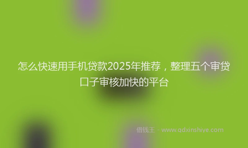 怎么快速用手机贷款2025年推荐，整理五个审贷口子审核加快的平台