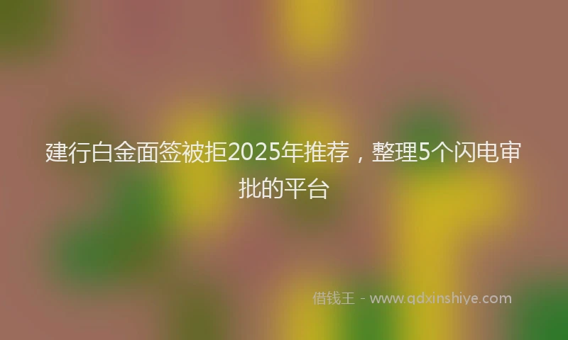 建行白金面签被拒2025年推荐，整理5个闪电审批的平台