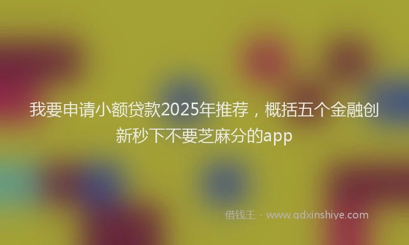 我要申请小额贷款2025年推荐，概括五个金融创新秒下不要芝麻分的app