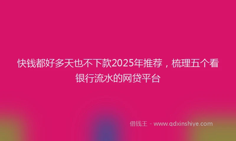 快钱都好多天也不下款2025年推荐，梳理五个看银行流水的网贷平台