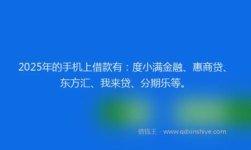 2025年的手机上借款有：度小满金融、惠商贷、东方汇、我来贷、分期乐等。