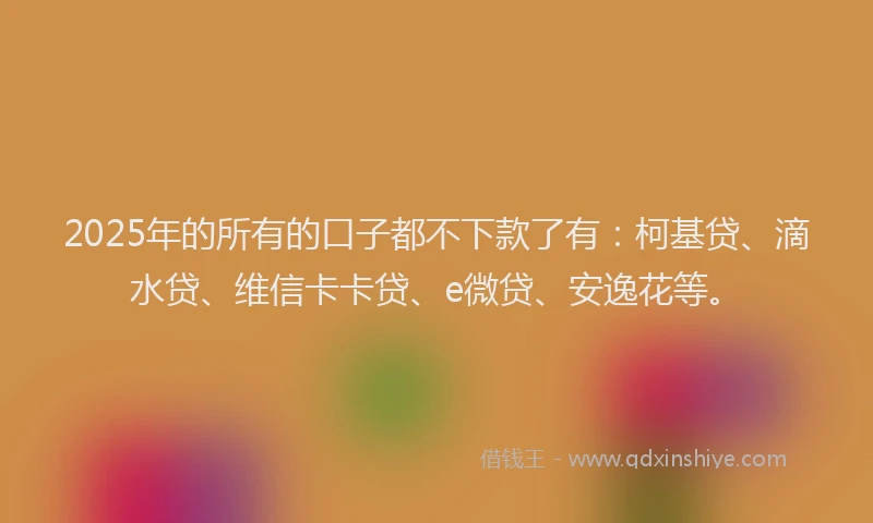 2025年的所有的口子都不下款了有：柯基贷、滴水贷、维信卡卡贷、e微贷、安逸花等。