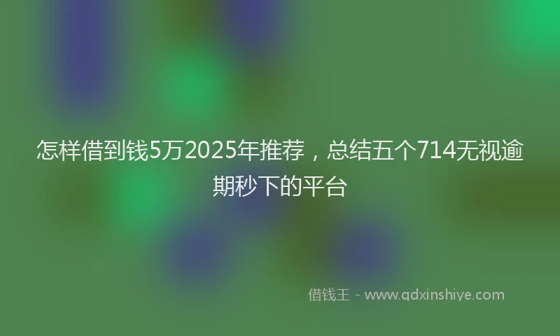 怎样借到钱5万2025年推荐，总结五个714无视逾期秒下的平台
