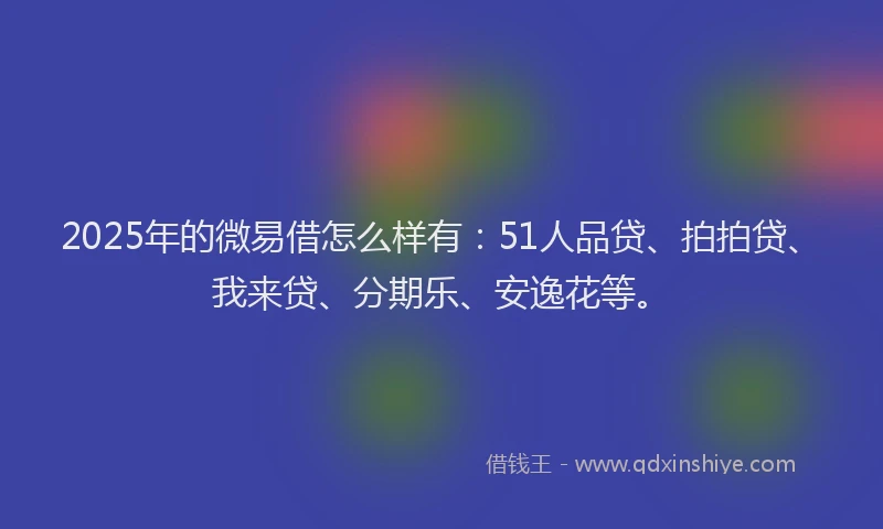 2025年的微易借怎么样有：51人品贷、拍拍贷、我来贷、分期乐、安逸花等。