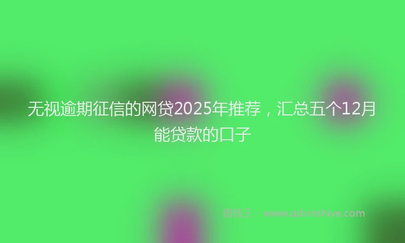 无视逾期征信的网贷2025年推荐，汇总五个12月能贷款的口子
