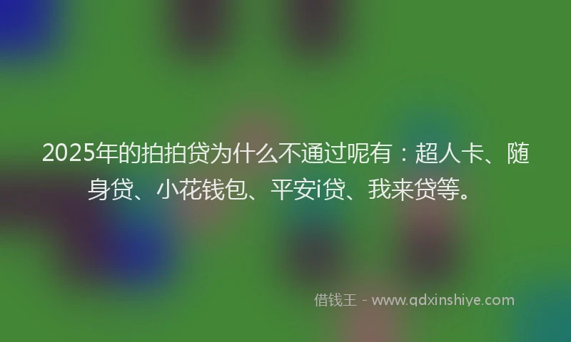 2025年的拍拍贷为什么不通过呢有：超人卡、随身贷、小花钱包、平安i贷、我来贷等。