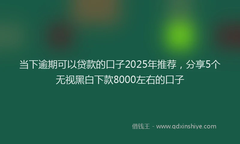 当下逾期可以贷款的口子2025年推荐，分享5个无视黑白下款8000左右的口子