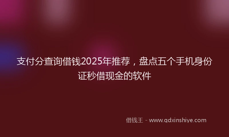 支付分查询借钱2025年推荐，盘点五个手机身份证秒借现金的软件