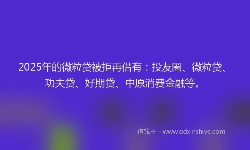 2025年的微粒贷被拒再借有：投友圈、微粒贷、功夫贷、好期贷、中原消费金融等。