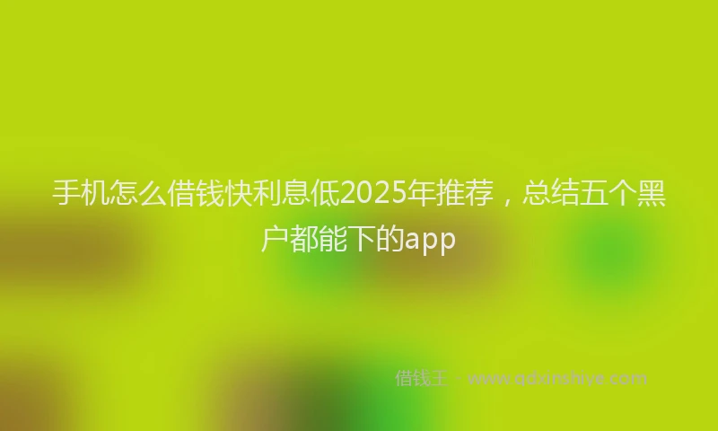 手机怎么借钱快利息低2025年推荐，总结五个黑户都能下的app