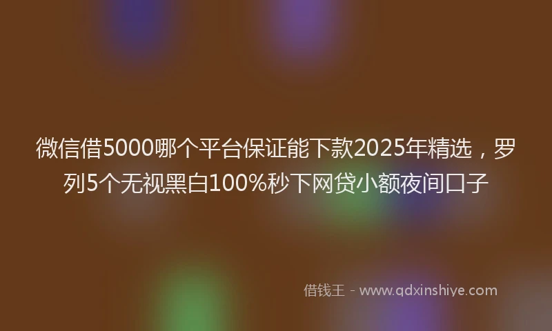 微信借5000哪个平台保证能下款2025年精选，罗列5个无视黑白100%秒下网贷小额夜间口子