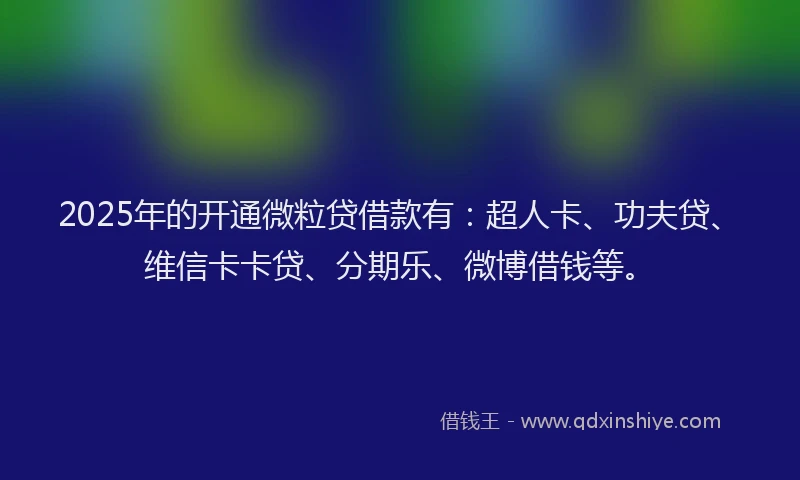 2025年的开通微粒贷借款有：超人卡、功夫贷、维信卡卡贷、分期乐、微博借钱等。