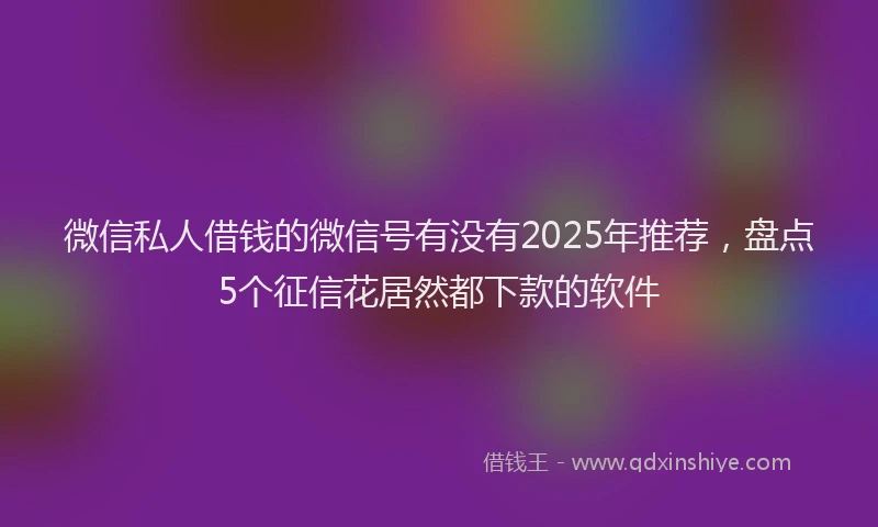 微信私人借钱的微信号有没有2025年推荐，盘点5个征信花居然都下款的软件