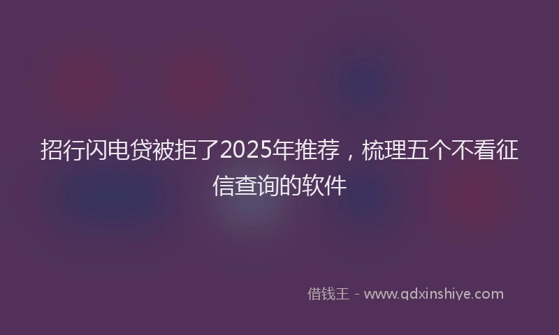 招行闪电贷被拒了2025年推荐，梳理五个不看征信查询的软件