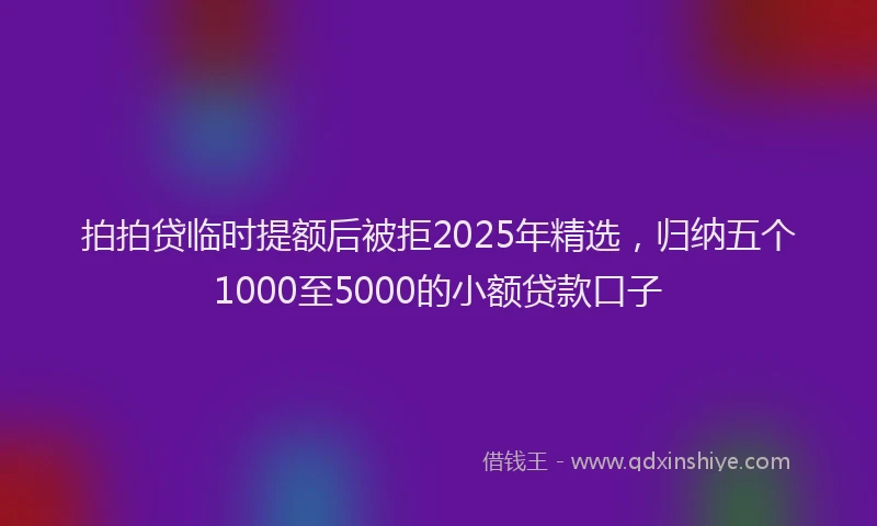 拍拍贷临时提额后被拒2025年精选，归纳五个1000至5000的小额贷款口子
