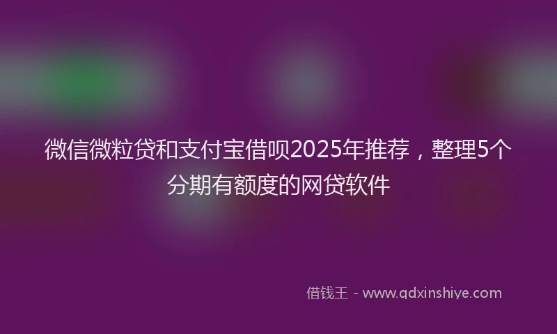 微信微粒贷和支付宝借呗2025年推荐，整理5个分期有额度的网贷软件