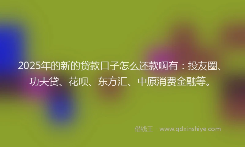 2025年的新的贷款口子怎么还款啊有：投友圈、功夫贷、花呗、东方汇、中原消费金融等。