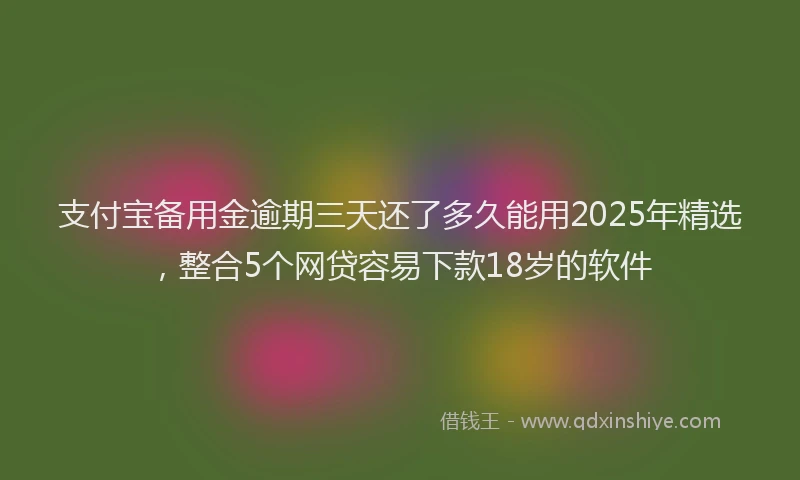 支付宝备用金逾期三天还了多久能用2025年精选，整合5个网贷容易下款18岁的软件