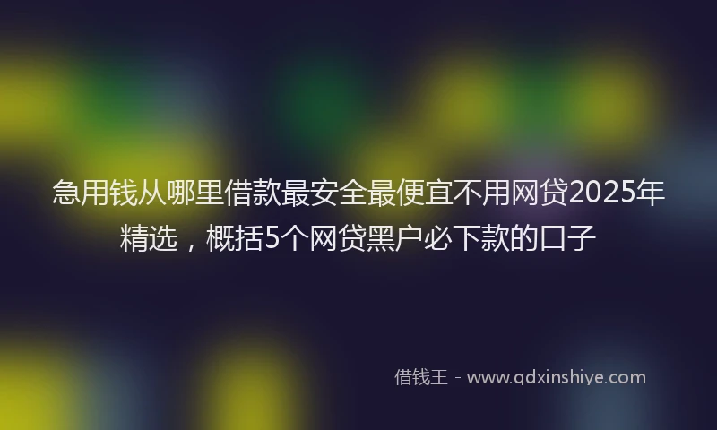 急用钱从哪里借款最安全最便宜不用网贷2025年精选，概括5个网贷黑户必下款的口子