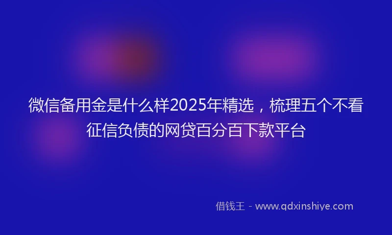 微信备用金是什么样2025年精选，梳理五个不看征信负债的网贷百分百下款平台