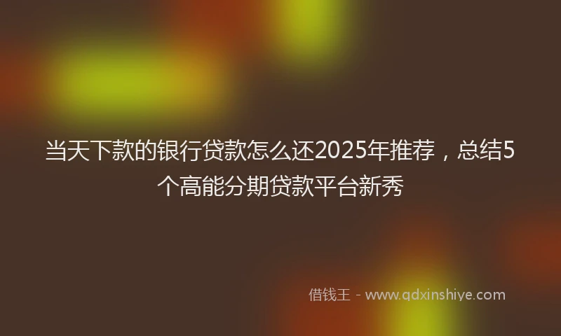 当天下款的银行贷款怎么还2025年推荐，总结5个高能分期贷款平台新秀