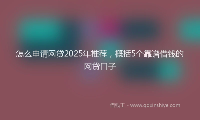 怎么申请网贷2025年推荐，概括5个靠谱借钱的网贷口子