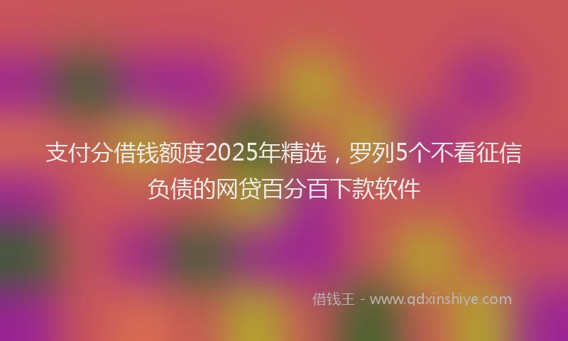 支付分借钱额度2025年精选，罗列5个不看征信负债的网贷百分百下款软件