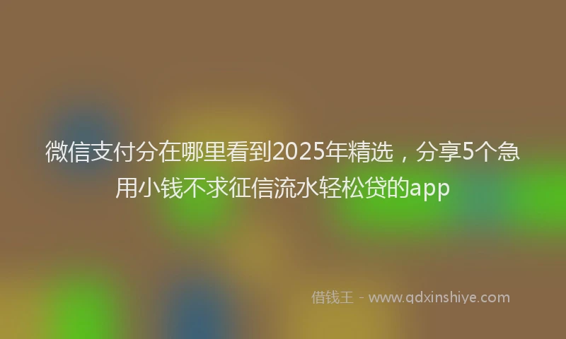 微信支付分在哪里看到2025年精选，分享5个急用小钱不求征信流水轻松贷的app