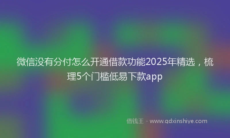 微信没有分付怎么开通借款功能2025年精选，梳理5个门槛低易下款app