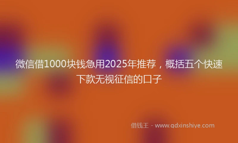 微信借1000块钱急用2025年推荐，概括五个快速下款无视征信的口子