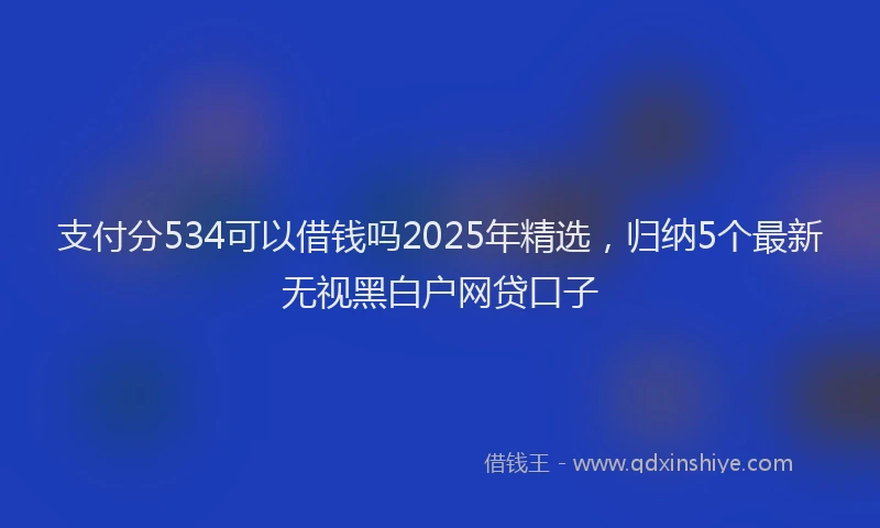 支付分534可以借钱吗2025年精选，归纳5个最新无视黑白户网贷口子