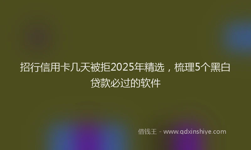 招行信用卡几天被拒2025年精选，梳理5个黑白贷款必过的软件