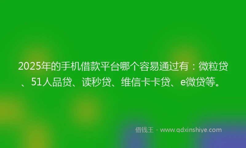 2025年的手机借款平台哪个容易通过有：微粒贷、51人品贷、读秒贷、维信卡卡贷、e微贷等。