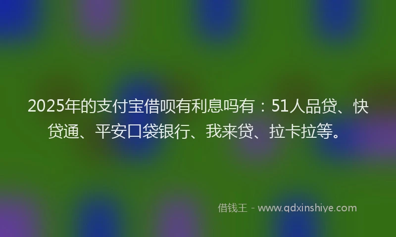 2025年的支付宝借呗有利息吗有：51人品贷、快贷通、平安口袋银行、我来贷、拉卡拉等。